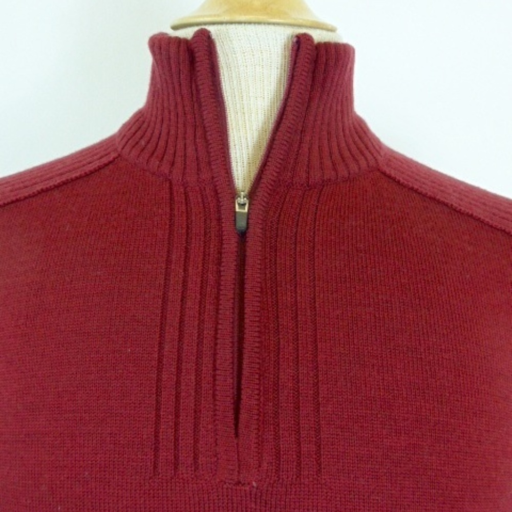 KATHMANDU RED HALF ZIP merino wool sweater M NWT